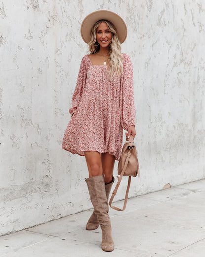 Pocketed Floral Babydoll Mini Dress