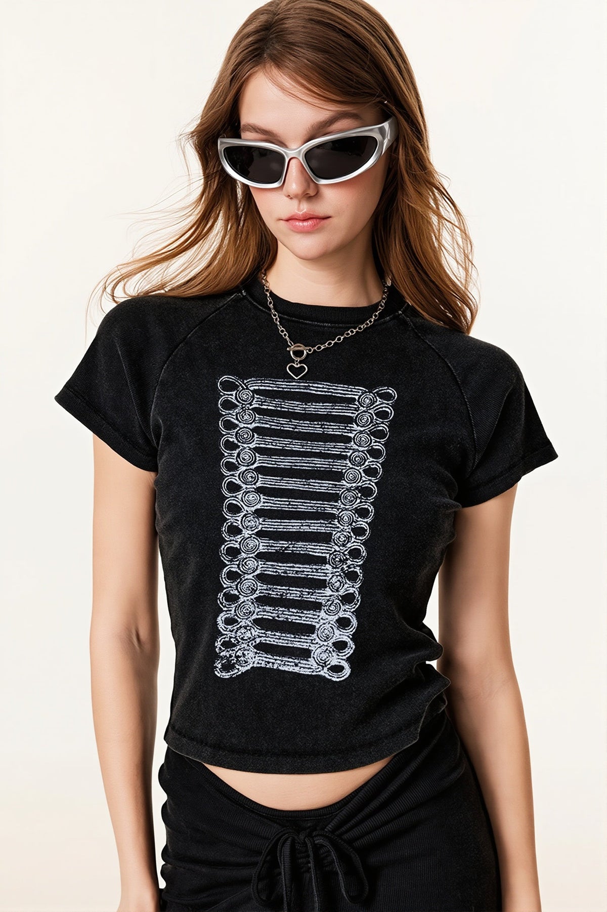 Street Style Vintage Washed Print T-shirt