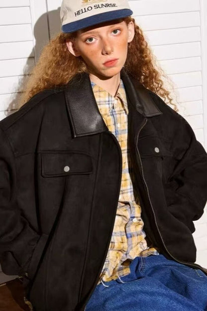 Patchwork Suede Casual Jacket
