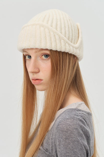 Solid Wool Blend Irregular Button Knitted Hat