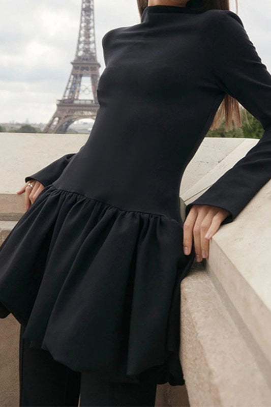 Y2K Fitted High Neck Mini Work Dress