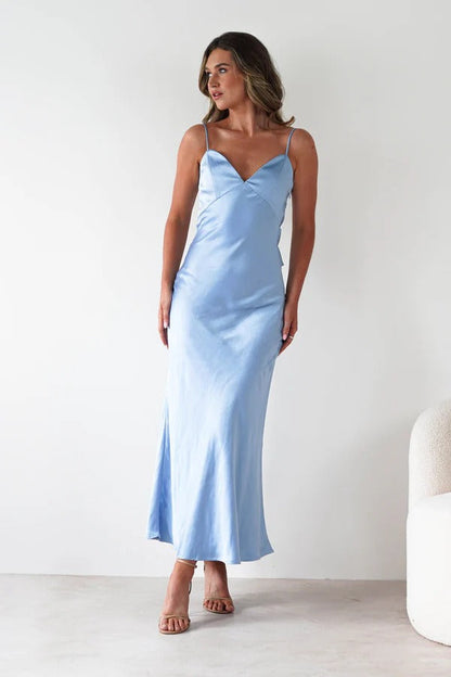 Satin Backless Tie Dress