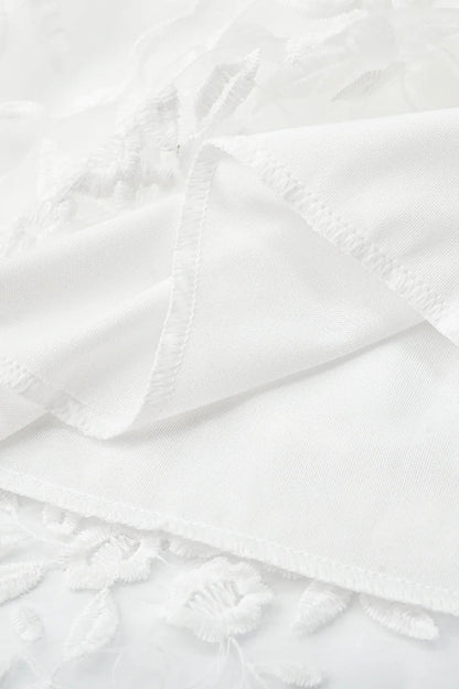 White Lace Mesh Backless Dress