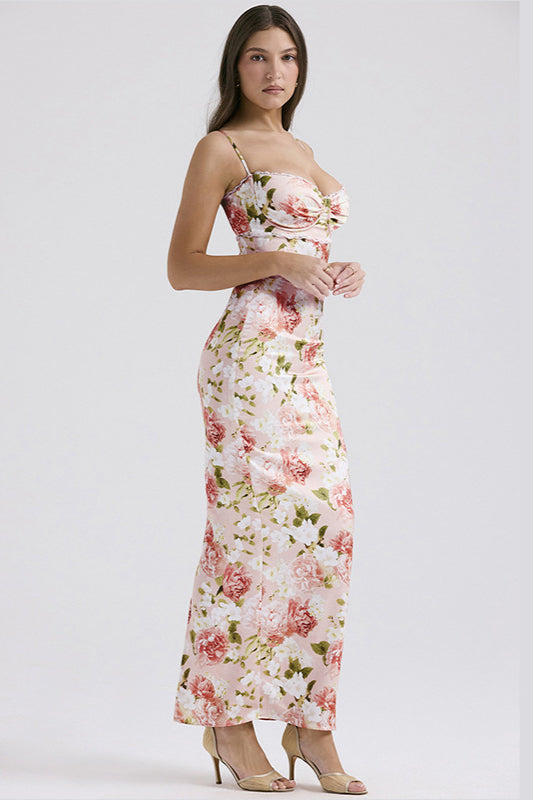 Floral Lace Cami Split Maxi Dress