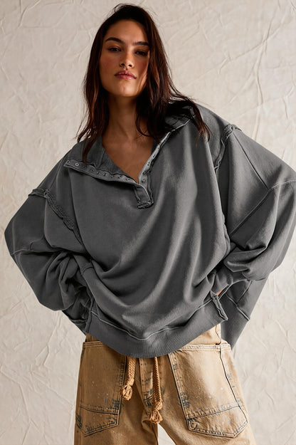 Oversized Split Collar Sweatshirt