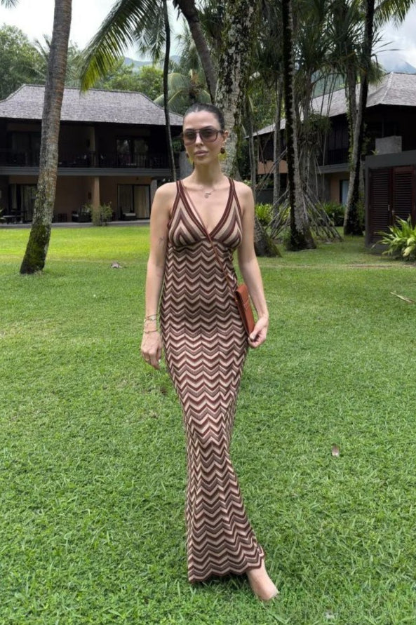 Striped Color Block Cami Maxi Dress