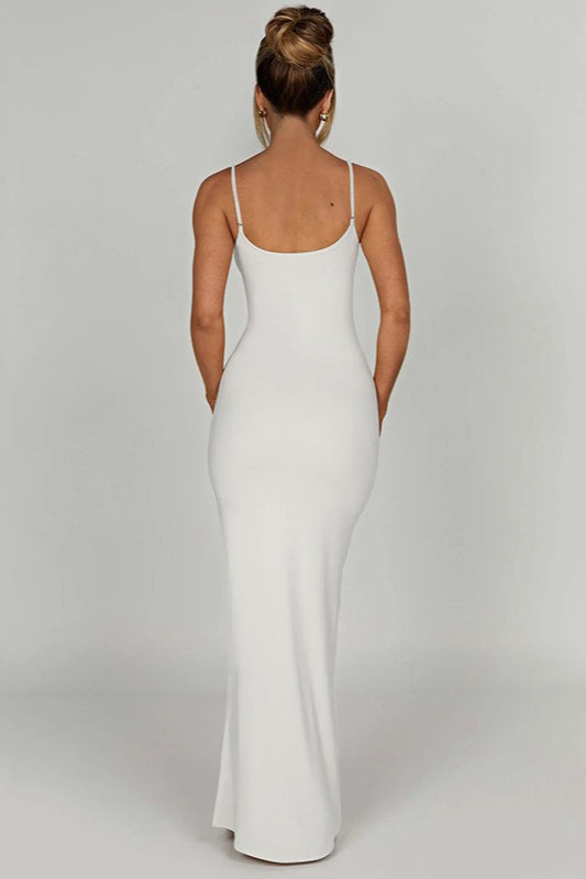 Scoop Neck Spaghetti Strap Jersey Bodycon Maxi Dress