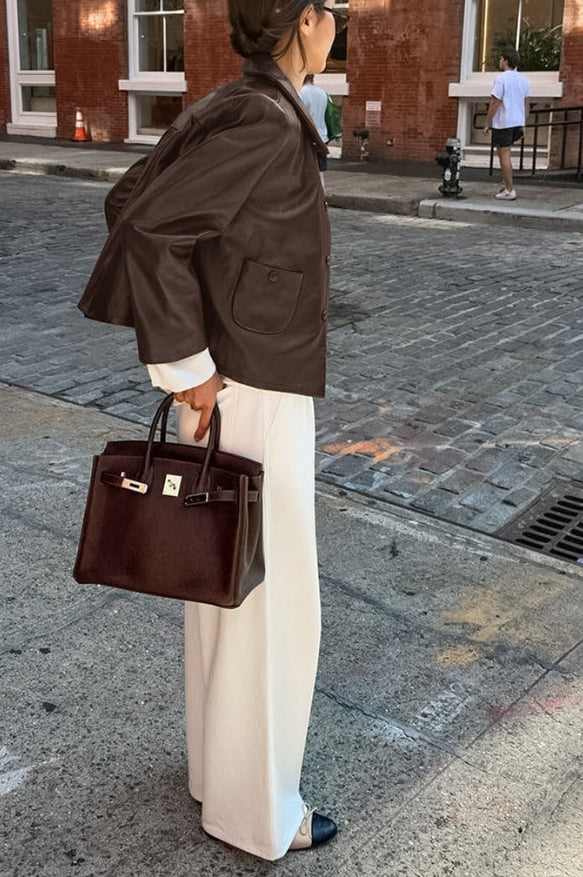 Classic Brown PU Crop Coat