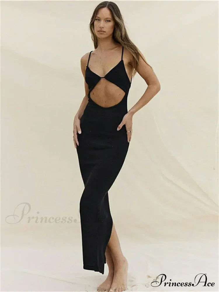 Backless Beach Elegant Party Sleeveless V Neck Cutout Mini Sun Sexy Split Wrap Maxi Dress