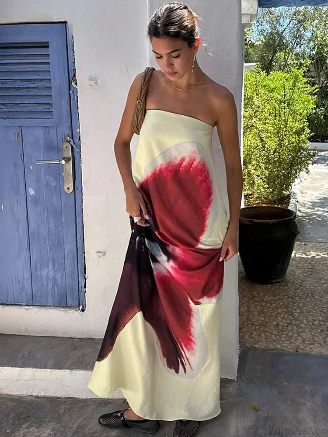 Backless Off-Shoulder Print Floral Dress