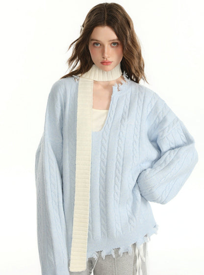 Autumn Solid Color Sweater And Inner Vest Set