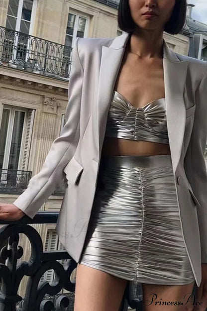 Bauer Ruched Bralette Charming + Riley Skirt Set