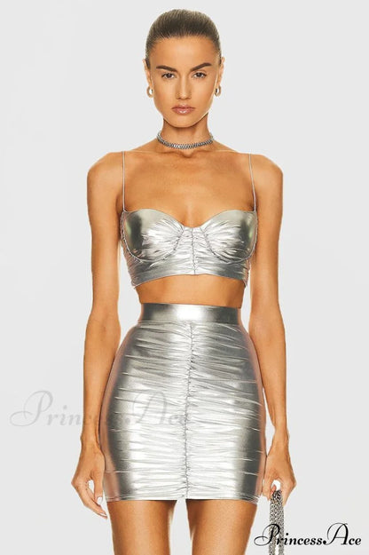 Bauer Ruched Bralette Charming + Riley Skirt Set