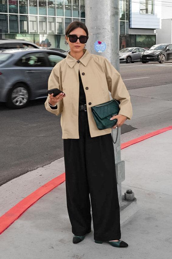 French Khaki Utility Trench Coat