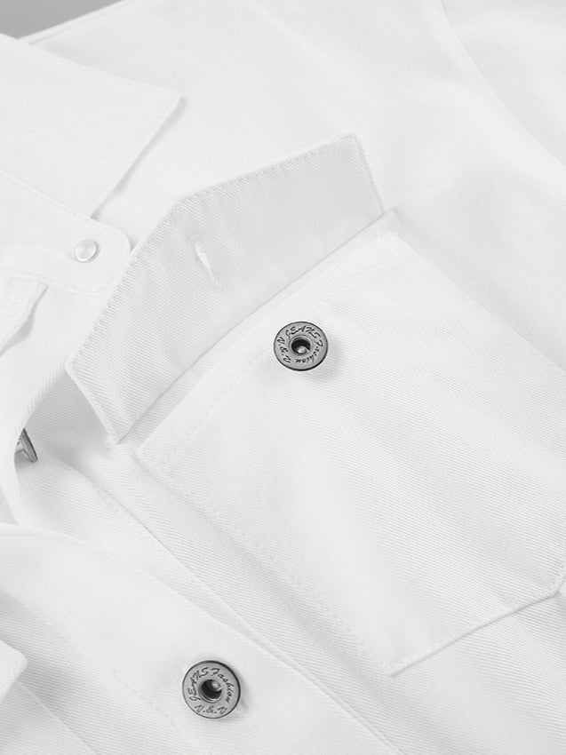 Cotton Belted White Utility Blouse