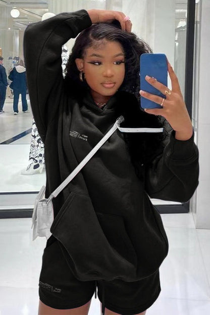 Pullover Hoodie Shorts Activewear Set