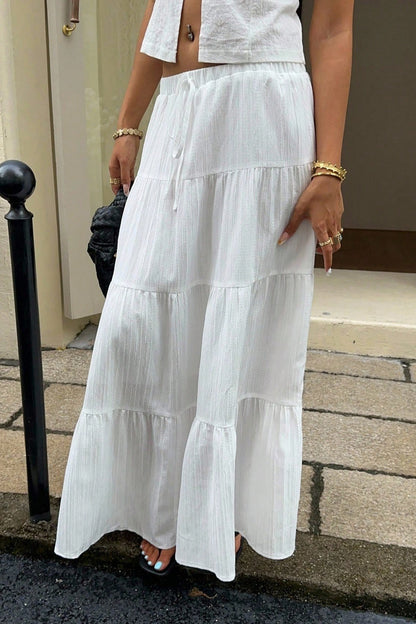 Tiered Drawstring Maxi Skirt
