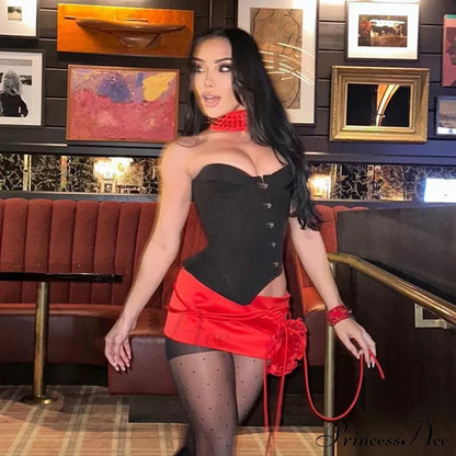Black Asymetric Stylish Corset Top