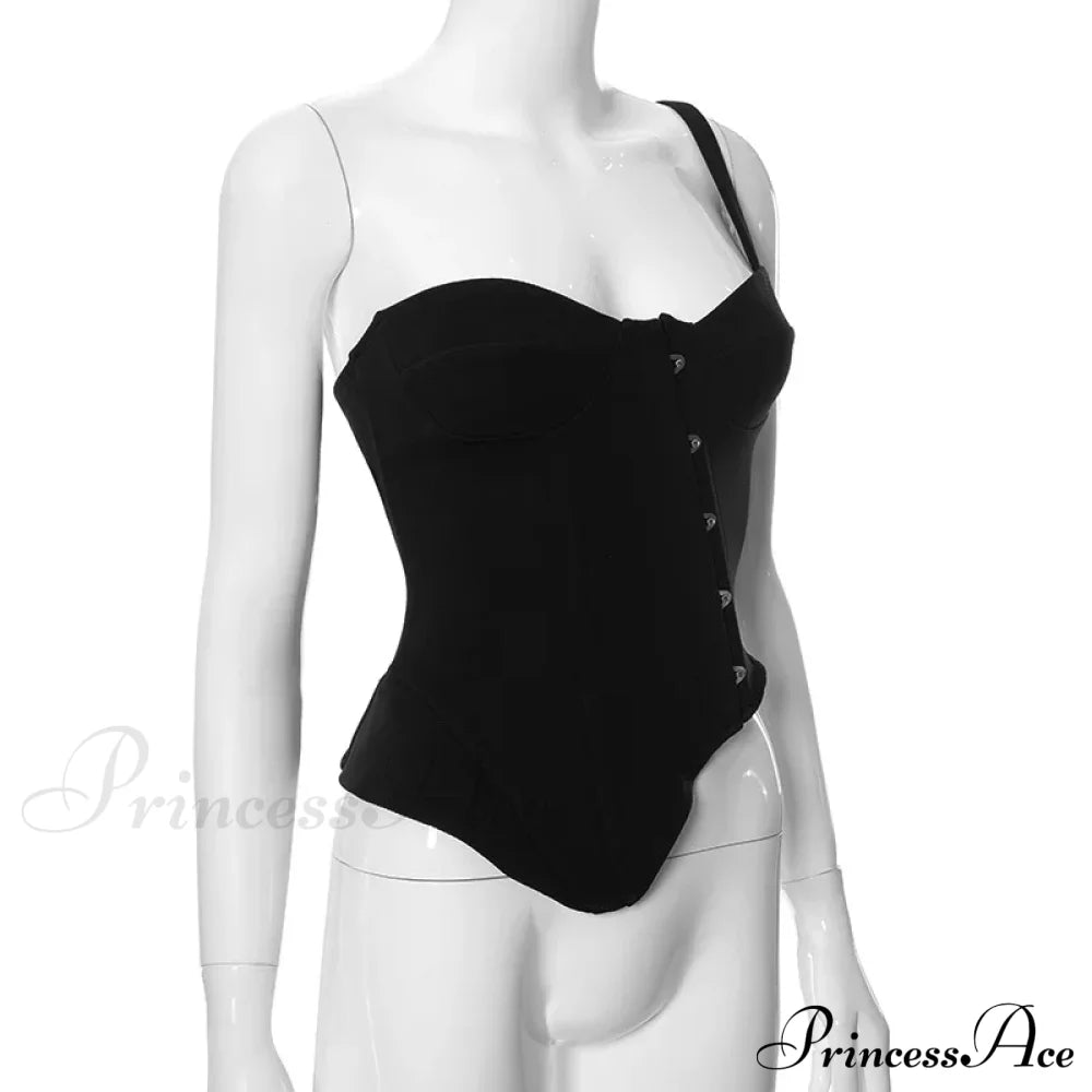 Black Asymetric Stylish Corset Top