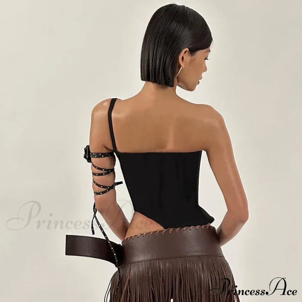 Black Asymetric Stylish Corset Top