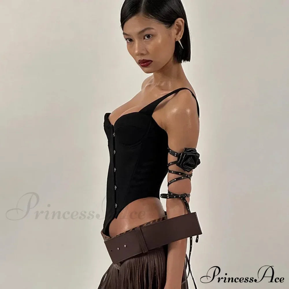Black Asymetric Stylish Corset Top