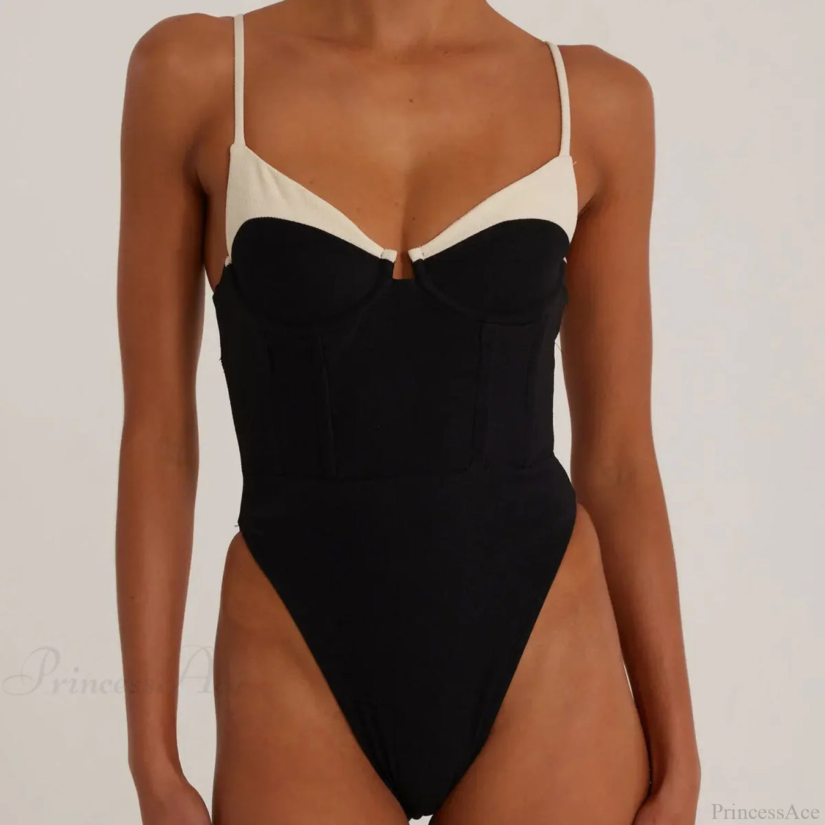 Black White One Piece Swimsuit Women