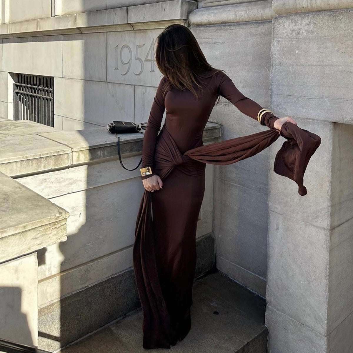 Halter Neck Sarong Wrap Draped Maxi Dress