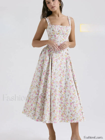 Fragmented Flower Midi Dress