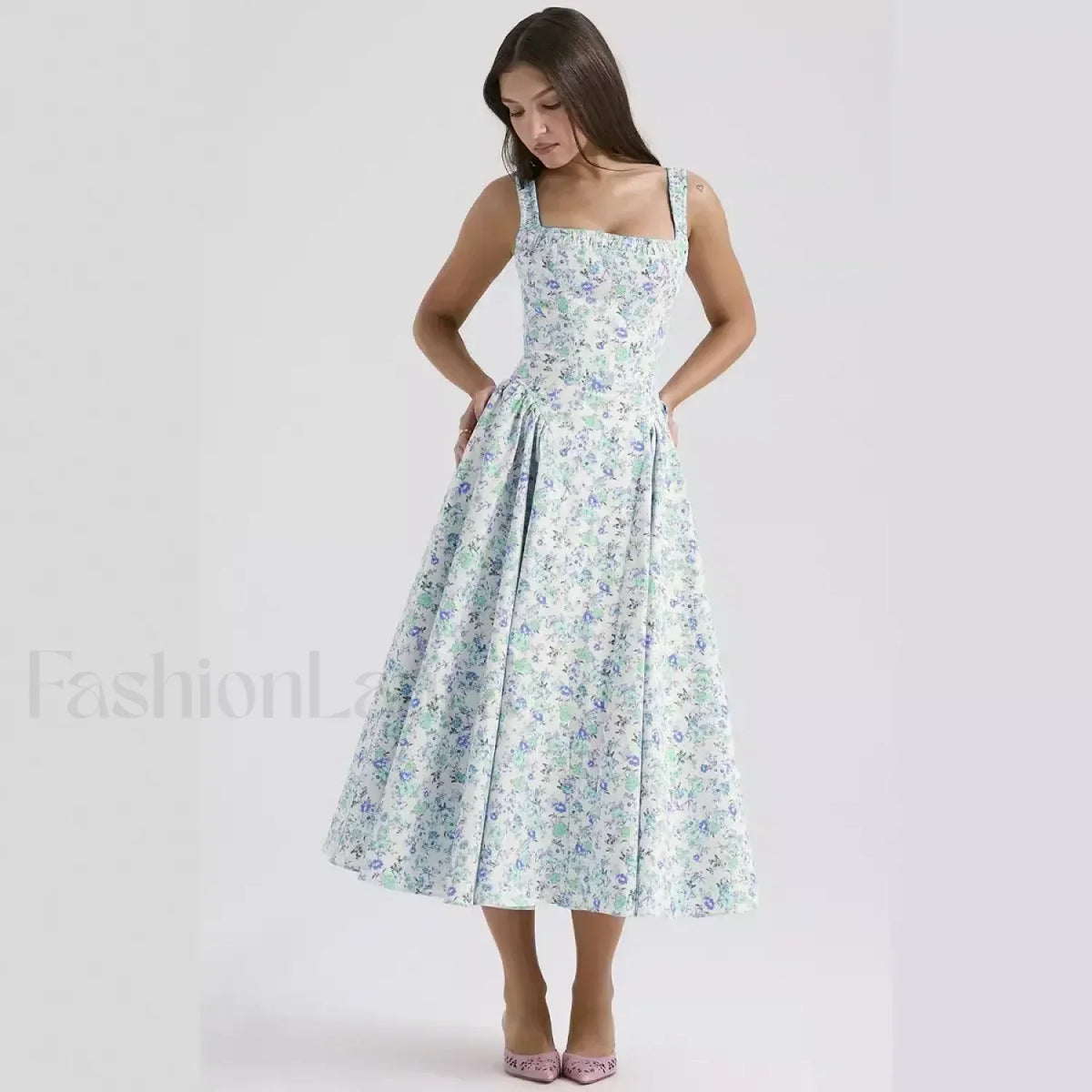 Fragmented Flower Midi Dress