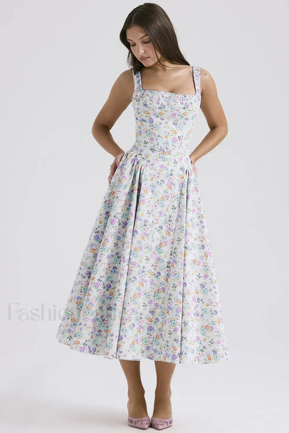 Fragmented Flower Midi Dress