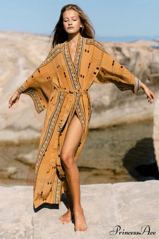Boho Tie Stylish Dye Kimono Blouse