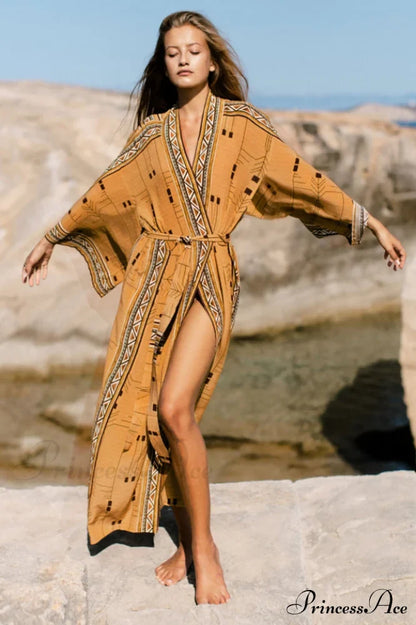 Boho Tie Stylish Dye Kimono Blouse