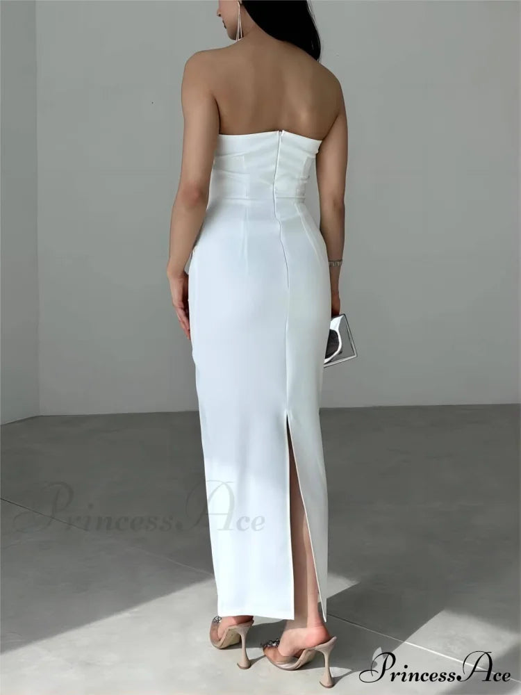 Bow Strapless Stylish Midi Dress