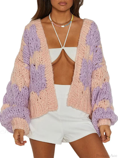 Bow Tie Front V-neck Cardigan