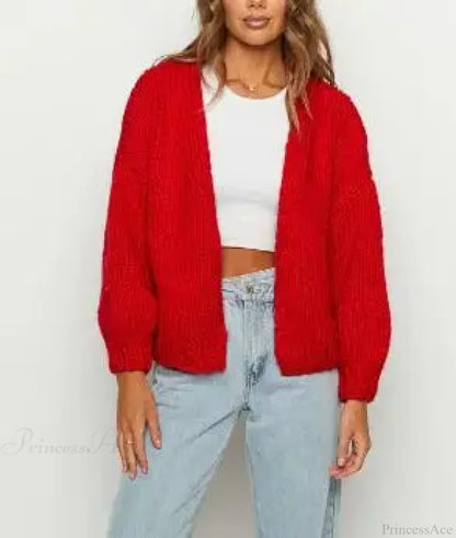Bow Tie Front V-neck Cardigan