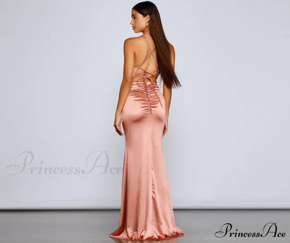 Bristol Formal Stylish Satin Lace-Up Dress
