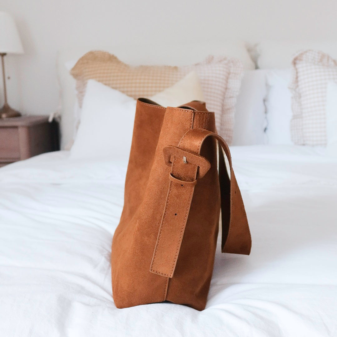Zoe Suede Shoulder Tote Bag