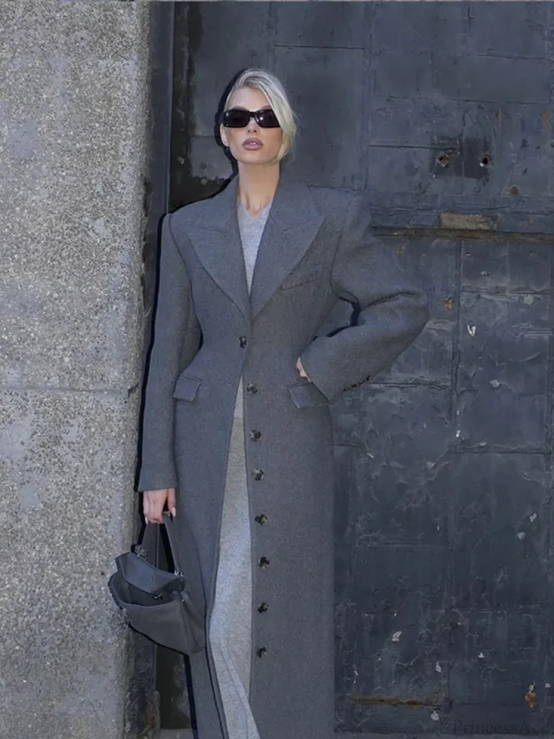 Burgundy Fake Pockets Overcoat