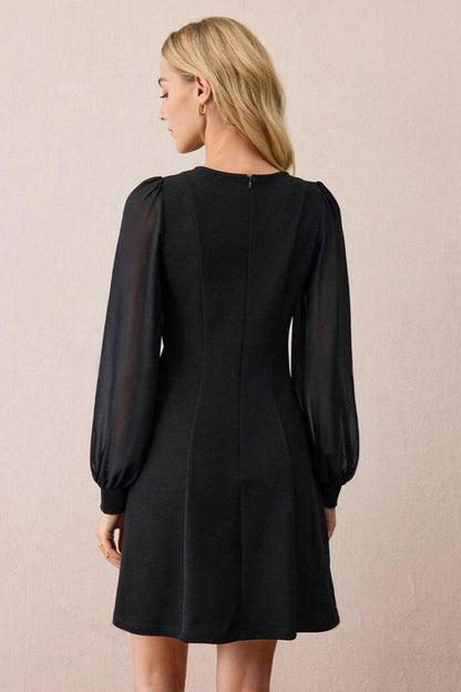 Crew Neck Button Mini Dress