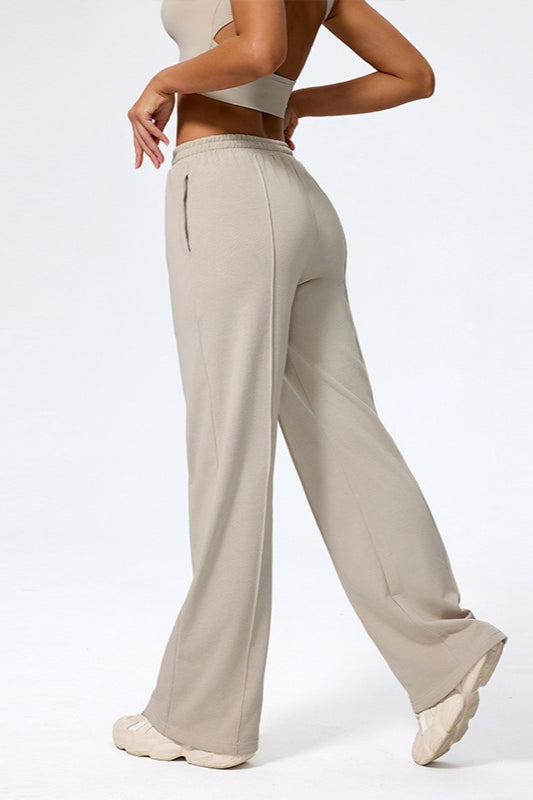 Relaxed Straight Leg  High Waist Knit Pants