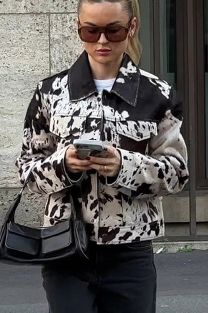 Vintage Print Long Sleeve Shirt Coat