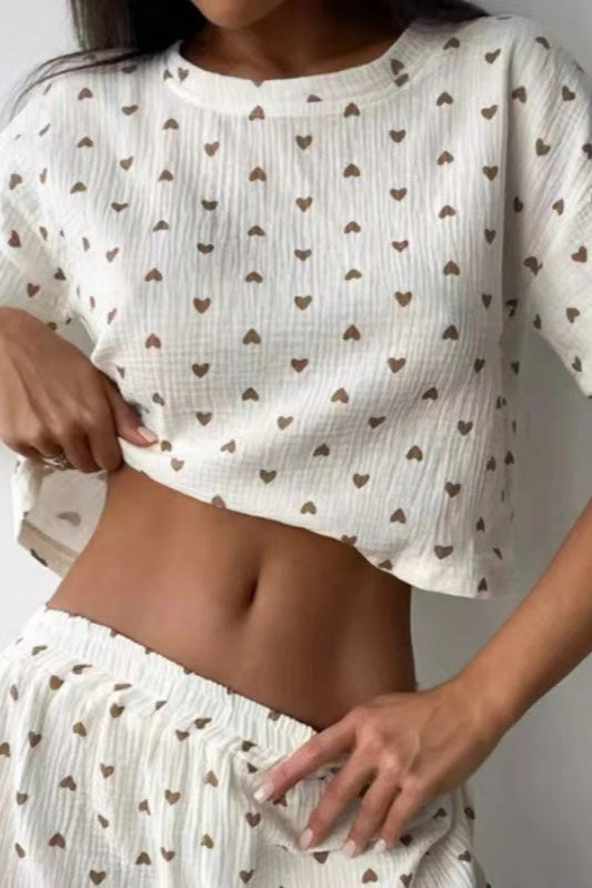 Love Print Lounge Tee Pajama Sets