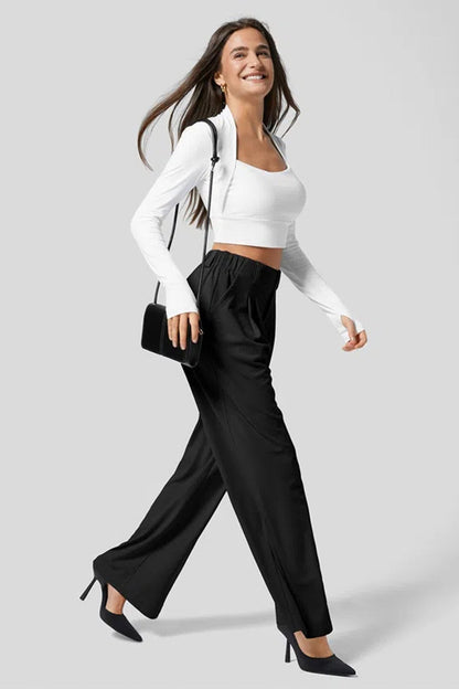 Hip Slimming Wide Leg Relaxed Knit Pants