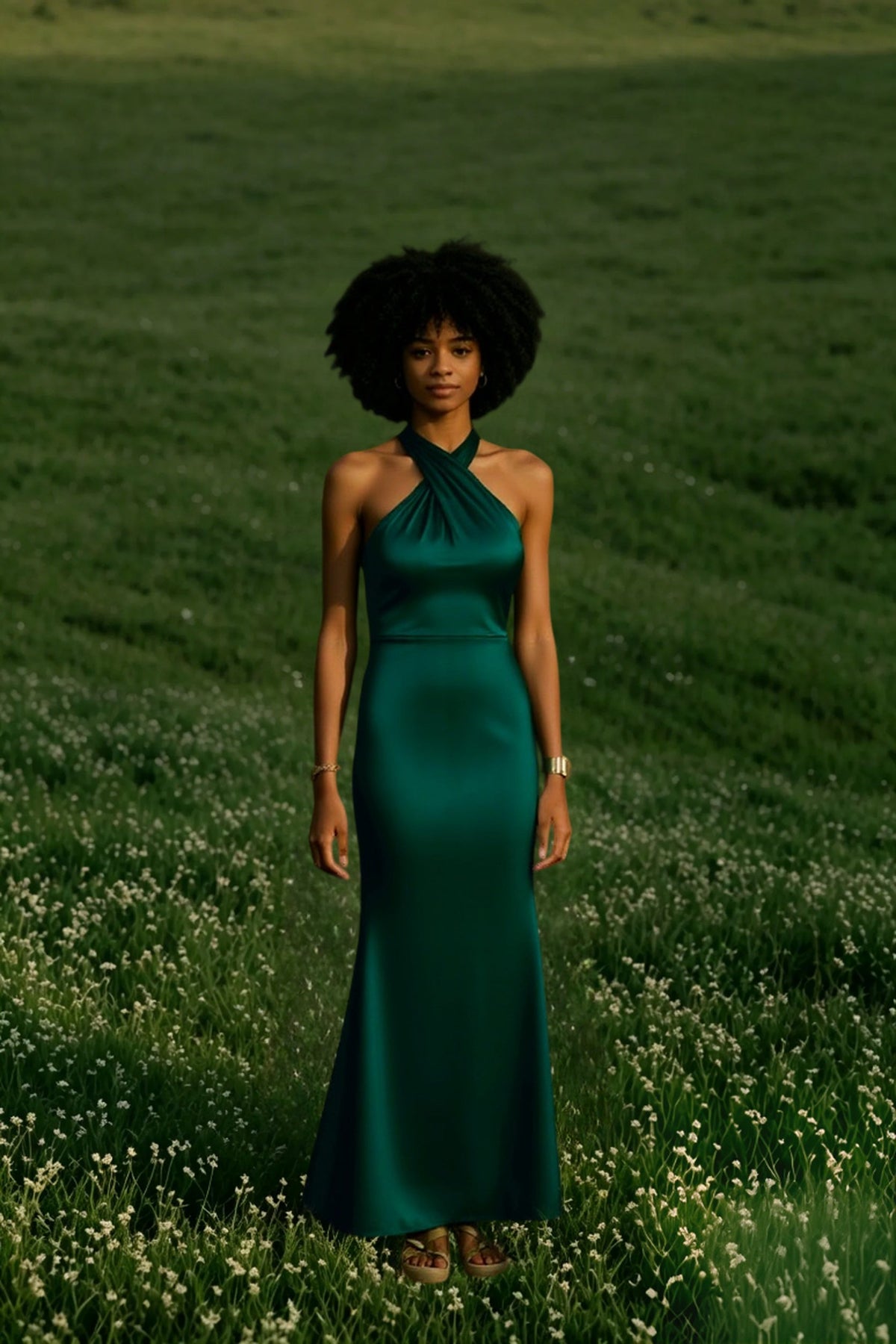 Crossover Halter Neck Keyhole Bodycon Column Maxi Gown