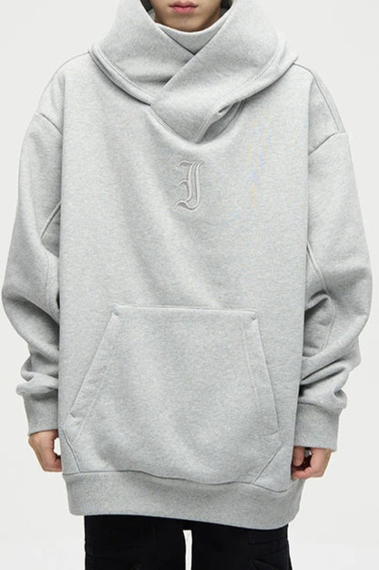 Embroidered Turtleneck Fleece Hoodie
