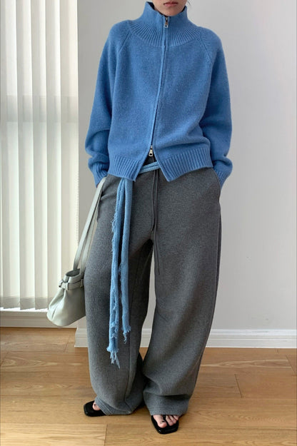 Soft Knit Zipper Cardigan