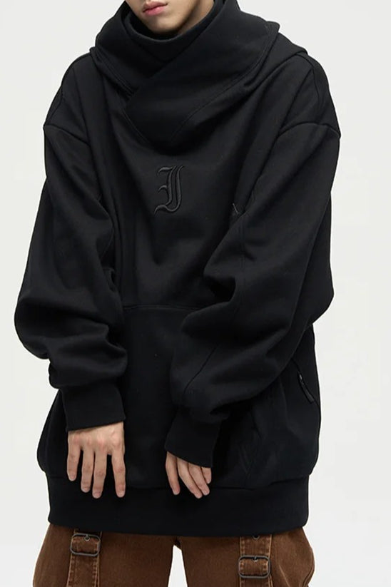 Embroidered Turtleneck Fleece Hoodie