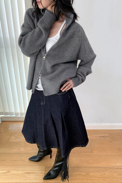 Soft Knit Zipper Cardigan