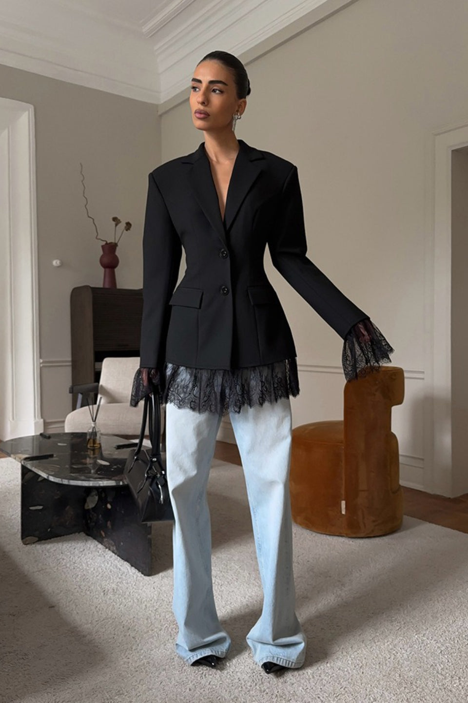 Versatile Lace Detail Tailored Blazer