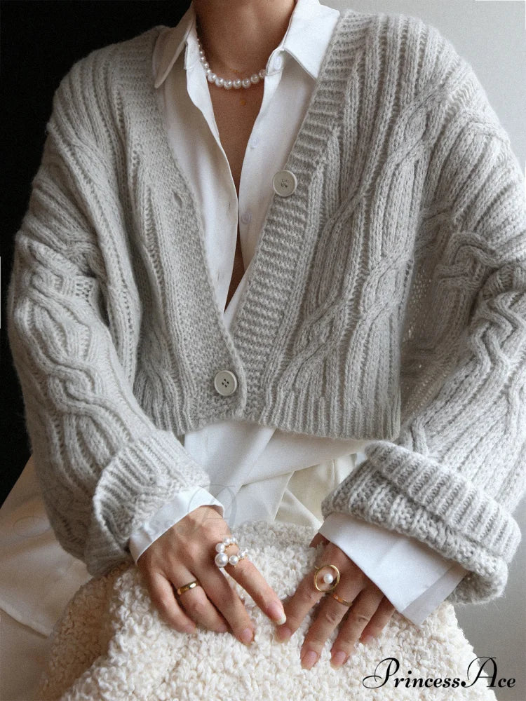 Cable Knit Graceful Crop Cardigan